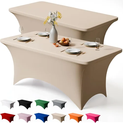 Vista 7 de Trlyc Paquete de 1 mantel rectangular de elastano de 4 pies – 48 x 30 pulgadas, resistente a las arrugas, para bodas, fiestas, banquetes, picnic