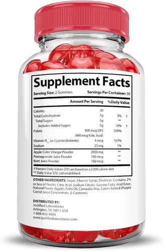 Vista 4 de Justified Laboratories Destiny Keto ACV Gummies Extreme 2000MG Destiny Keto Gummies Fórmula avanzada Vinagre de sidra de manzana con jugo de granada