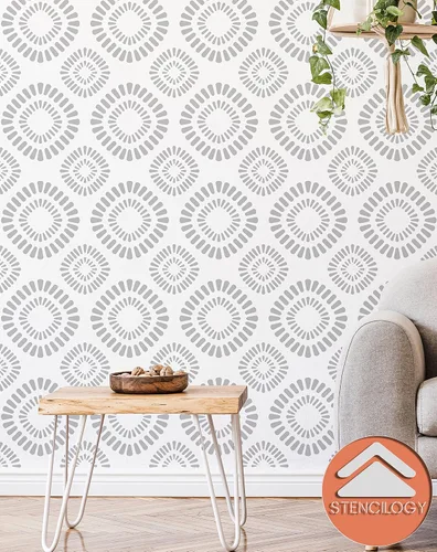 Vista 6 de STENCILOGY® / Asi - Plantilla de pared XL de 24 x 38 pulgadas, patrón de plantilla de pared floral grande, plantillas de pared grandes para pintar