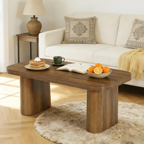 Vista 7 de Tribesigns Mesa auxiliar rectangular de 47 pulgadas, mesa central de decoración de granja con esquinas redondeadas y base resistente para sala