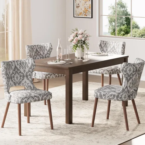 Vista 8 de Juego de 2 sillas de comedor tapizadas, sillas de cocina con respaldo curvado