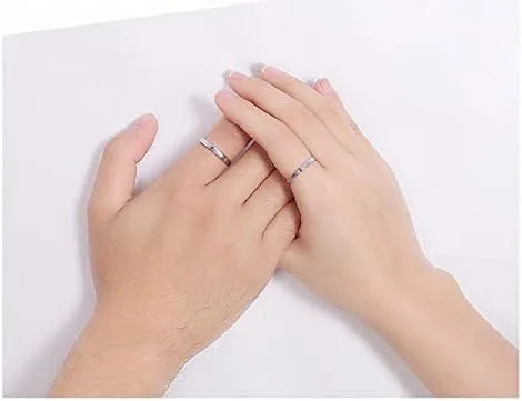 Vista 4 de Juego de 2 anillos a juego para parejas, anillos de promesa de sol y luna, anillos ajustables a juego para parejas, anillos de promesa, anillos