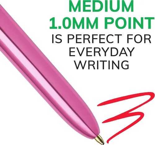 Vista 3 de BIC Juego de 6 bolígrafos retráctiles de 4 colores Shine con punta de 1,0 mm y barril ancho, varios