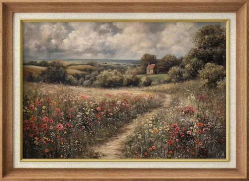 Vista 57 de MUDECOR Claude Monet - Arte artístico enmarcado prémium para pared, camino a través del maíz en Pourville, ilustraciones históricas culturales