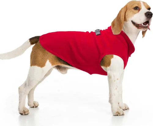 Vista 48 de BEAUTYZOO Chaleco de vellón para perros pequeños, de invierno y clima frío, con anillo en D, con anillo en D para correa, resistente al viento, rojo
