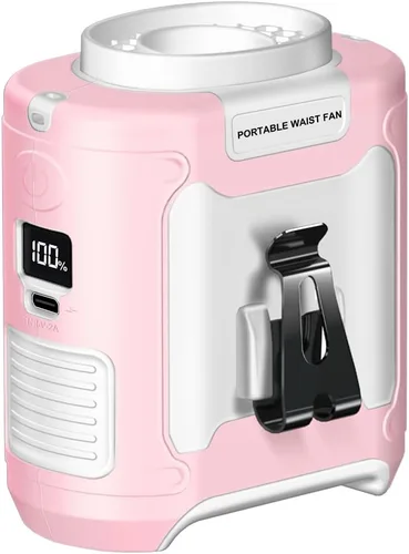 Vista 7 de CAZOKASI Ventilador personal con clip para la cintura, recargable, portátil, manos libres, para viajar, trabajar, al aire libre, oficina