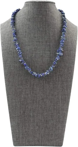 Vista 2 de Collar de cuentas de lapislázuli azul para mujer