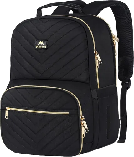Vista 10 de MATEIN - Mochila de trabajo con compartimento para el almuerzo, mochila de almuerzo para mujer Insulated, Quilted, Water Resistant, Lunchbox Back