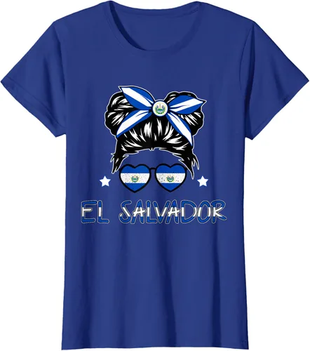 Vista 40 de Camiseta de El Salvador para Niñas Bandera Patrimonio Hispano Salvadoreño