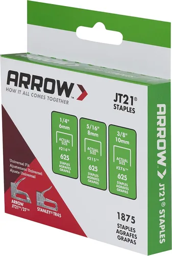 Vista 4 de Arrow Paquete múltiple de grapas de alambre fino 21MP1 JT21 para pistolas de grapas y grapadoras, uso para tapicería, paquete 1875 y Arrow 508 Heavy