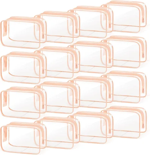Vista 11 de TISRATOK 16 bolsas de maquillaje transparentes, bolsa de aseo de artículos esenciales de viaje, organizador de cosméticos de PVC transparente, bolsa