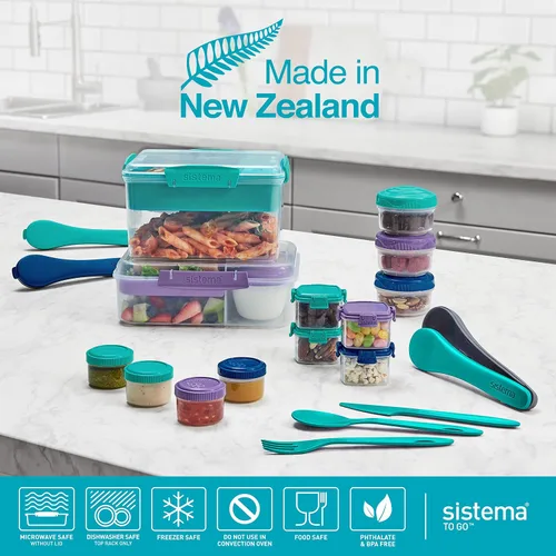 Vista 9 de Sistema To Go Collection Bento Box Cube - Contenedor de plástico para almuerzo y almacenamiento de alimentos, 5.3 tazas, múltiples compartimentos