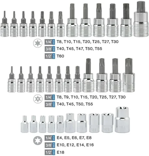 Vista 2 de Juego de brocas Torx y llaves Torx externas, a prueba de manipulaciones, T8 - T60 35 piezas