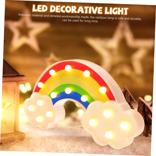 Vista 6 de Uonlytech Lámpara de modelado de arco iris, decoración de zorro, lámpara de escritorio decorativa, luz de neón arco iris, luz LED de escritorio