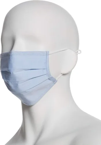 Vista 3 de Perry Ellis - Cubrebocas estándar de tela plisada, reutilizables (paquete de 3, estampados y colores surtidos)