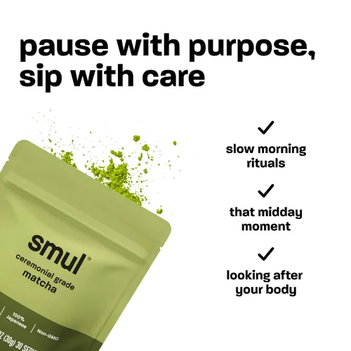 Vista 5 de smul Polvo de matcha de grado ceremonial – Polvo de matcha orgánico 100% japonés – Matcha sin azúcar – Suave y rico en antioxidantes – Energía