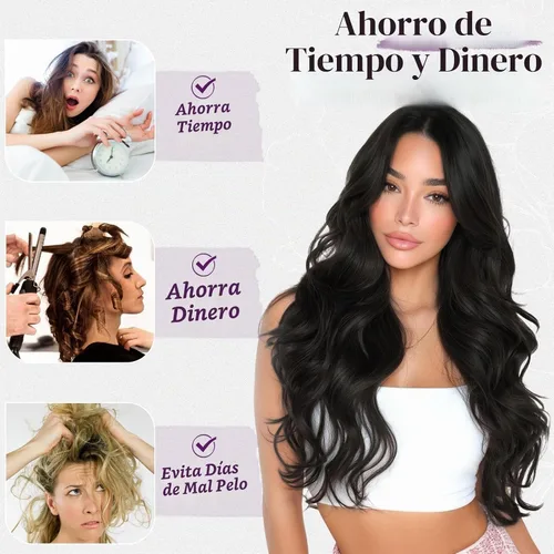 Vista 4 de BARSDAR Extensiones de cabello sintético de 20 pulgadas con clip negro