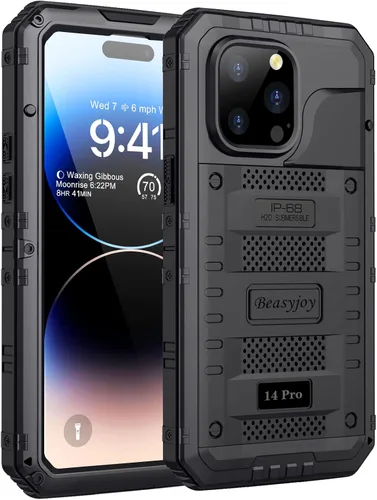Vista 26 de Beasyjoy Funda impermeable de metal para iPhone 11, resistente, a prueba de golpes, a prueba de polvo, protección resistente, pantalla incorporada