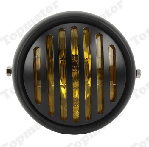 Vista 3 de 6 1/2" motocicleta faro parrilla cabeza lámpara Cafe Racer Bobber Chopper (lente ámbar)