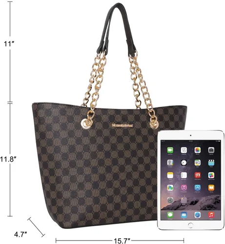 Vista 7 de Montana West Bolso de mano para mujer con asa superior con cadena