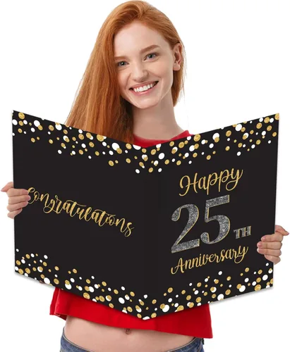 Vista 10 de Idealmuzik Tarjeta Jumbo de Feliz 10º Aniversario – Tarjeta de Felicitación de Congratulaciones Grande Plegada de 14x22 Pulgadas con Sobre, Tarjeta