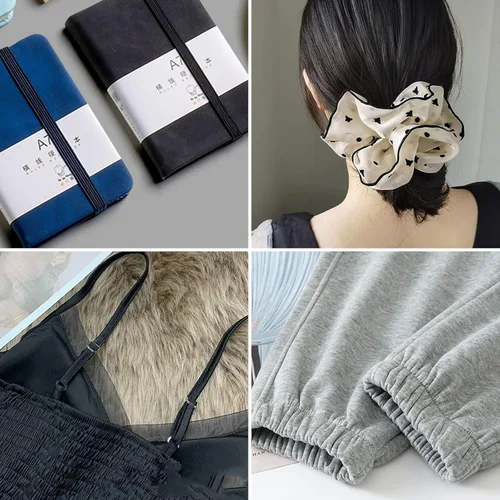 Vista 3 de Banda elástica plana para costura, 1/2 pulgada, 50 yardas de alta elasticidad, cordón elástico negro, cuerda elástica de punto para coser