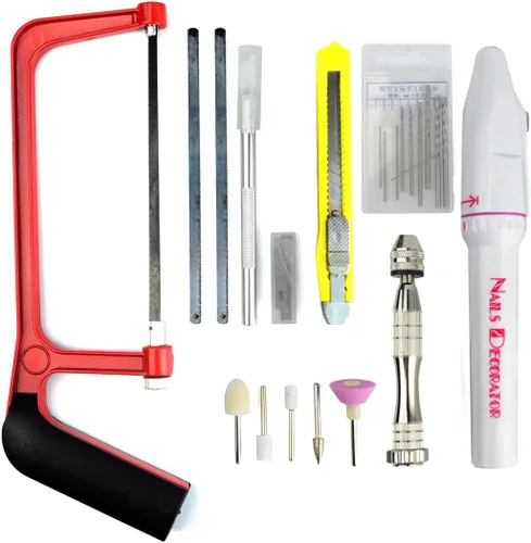 Vista 4 de Kit de herramientas profesionales de 56 piezas, modelador, herramientas básicas, juego de manualidades, kit de herramientas de construcción