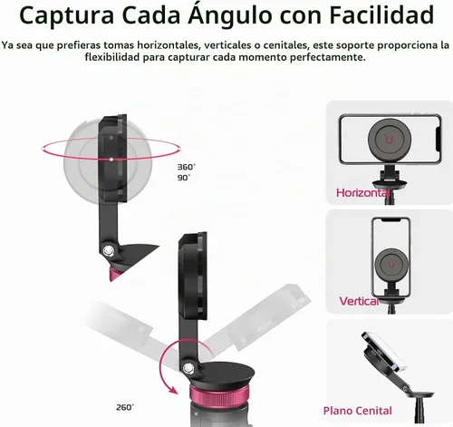 Vista 5 de ULANZI Palo de Selfie Magnético de 61'' Trípode para Teléfono con Control Remoto Inalámbrico, Soporte Extensible para Teléfono Celular, Compatible