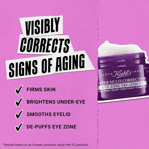 Vista 4 de Kiehl's Crema de ojos súper multicorrectora, crema antienvejecimiento que levanta el área del hueso de la ceja, suaviza y reafirma los párpados