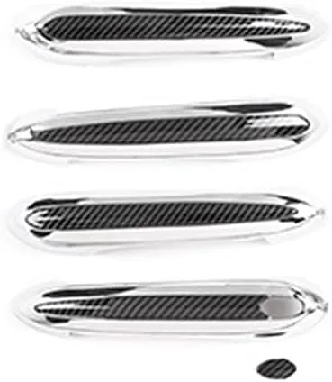 Vista 3 de Fundas protectoras de mango completo compatibles con BMW X5 G05 2019-2023 (cubiertas de mango OEM con molduras, negro + borde plateado)