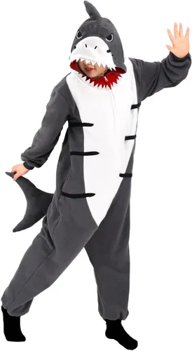 Vista 2 de Pijama mameluco de tiburón para mujer, disfraz de tiburón