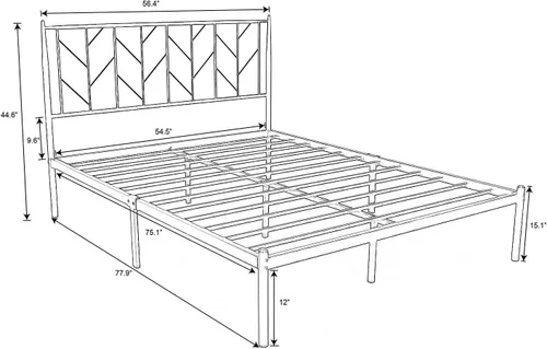 Vista 2 de SHA CERLIN Base de cama de metal con cabecera vintage, plataforma resistente con postes redondos, 12 pulgadas debajo de la cama para almacenamiento
