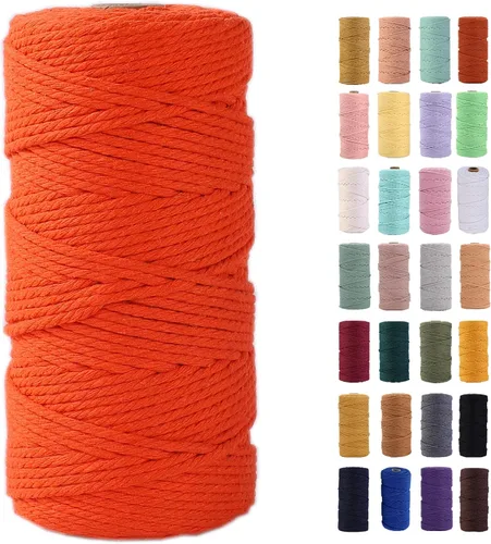 Vista 48 de Cuerda de macramé azul aire de 0.079 in x 220 yardas, cuerda de algodón colorido de algodón suave para colgar en la pared, colgadores de plantas