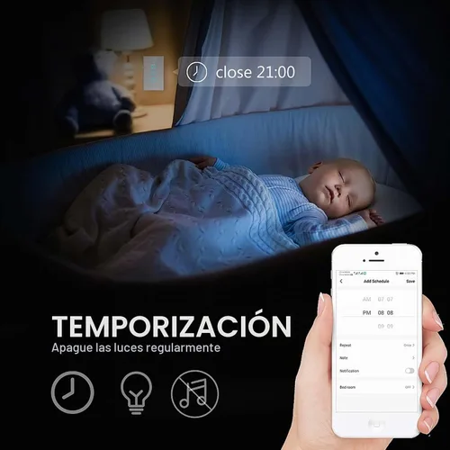 Vista 7 de Interruptor de luz táctil de pared inteligente WiFi de 2.4 GHz