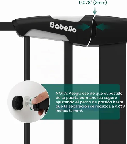 Vista 8 de BABELIO Puerta estrecha para bebé de 26 a 28.5 pulgadas, fácil de instalar, puerta para mascotas de cierre automático para escaleras y puertas Negro