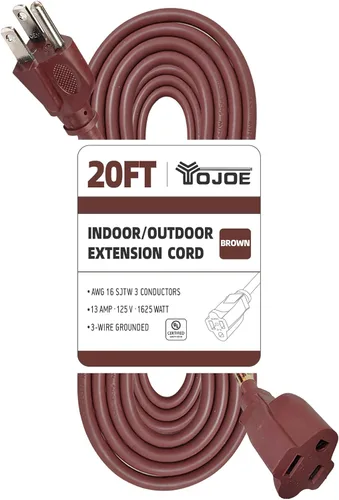 Vista 38 de YOJOE Cable de Extensión, Cable de Alimentación de 3 Clavijas 13A Resistente a la Intemperie, Cable de Extensión Marrón de Servicio Pesado Calibre