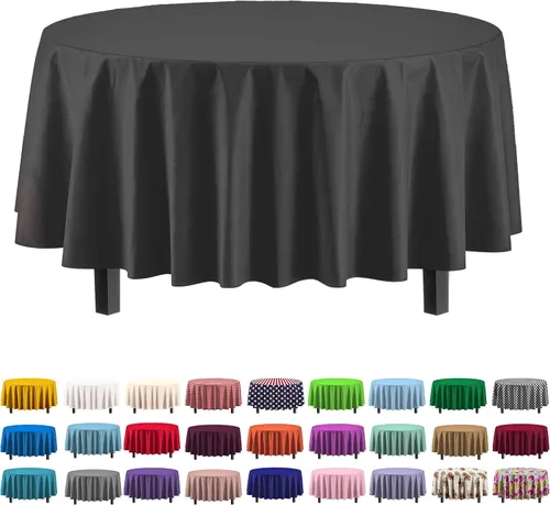 Vista 47 de Party Solids Paquete de 4 manteles de plástico color azul aguamarina, 54 x 108 pulgadas, mantel desechable para fiestas y pícnics