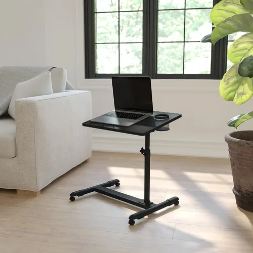 Vista 2 de Flash Furniture Macon - Escritorio para computadora móvil de acero de altura ajustable