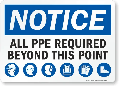 Vista 11 de SmartSign Aviso - Todo el PPE necesario más allá de este punto" Letrero Aluminio de 10 x 14 pulgadas