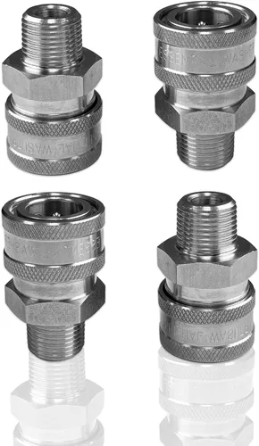 Vista 8 de Essential Washer Acero inoxidable de 1.2 in de conexión rápida macho NPT Arandela a presión Conexiones de conexión rápida 5000 PSI Juego de 2