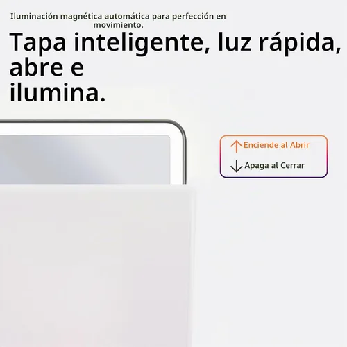 Vista 7 de HUGOAI Espejo de maquillaje de viaje con luces, blanco perla iridiscente, 11.9 pulgadas