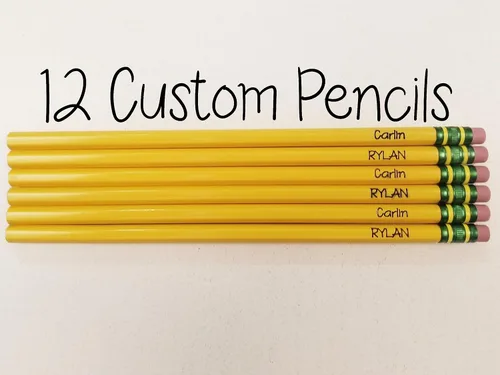 Vista 3 de 12 lápices #2 grabados personalizados Pequeña empresa de Estados Unidos Juego de lápices para grabar tu nombre Regreso a la escuela Lápices