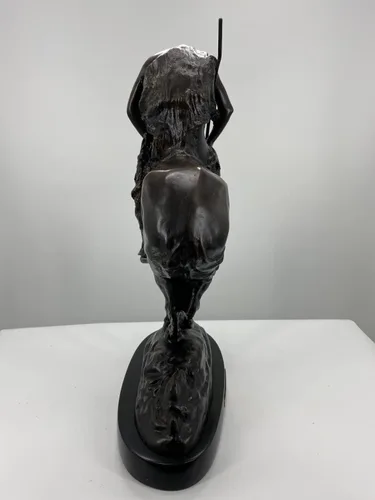 Vista 4 de Fin del camino Estatua de escultura de bronce hecha a mano única por James Earl Fraser tamaño bebé 7 pulgadas de alto