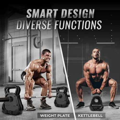 Vista 6 de Yes4All Kettlebell Special Shape, Upgraded &Multifunctional for Advanced Training, Solid Cast Iron Powder Coated, Anti Slip Handle Strength Training