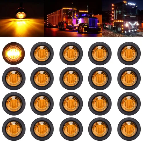 Vista 11 de PSEQT Luces LED de marcador de remolque de 3/4 pulgadas, indicadores de espacio lateral, luz trasera, impermeable, para remolque, camión, autobús