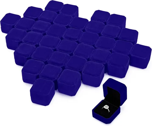 Vista 14 de Laumoi 36 cajas de anillo a granel de terciopelo cajas de exhibición de anillos negro