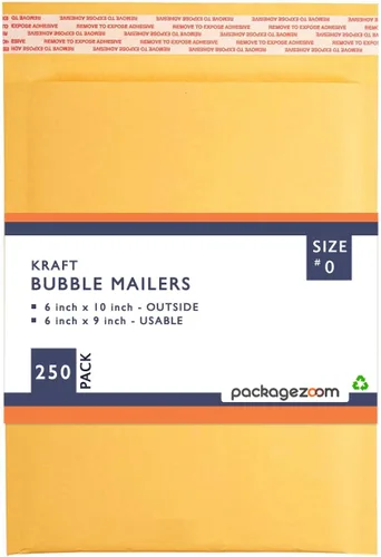 Vista 9 de PackageZoom Sobres acolchados #000 de 4 x 8 pulgadas, sobres de envío de burbujas, paquete de 500
