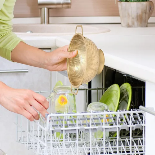Vista 7 de Colador dorado para cocina, 3 cuartos de galón, colador de acero inoxidable con asa para frutas, verduras, cocinar alimentos, apto para lavavajillas