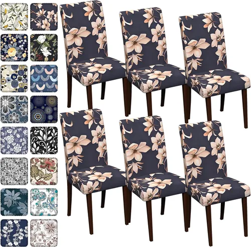 Vista 31 de Fundas para sillas de comedor CoSofSLIP, juego de 2, fundas estampadas elásticas antideslizantes, fundas extraíbles y lavables para sillas