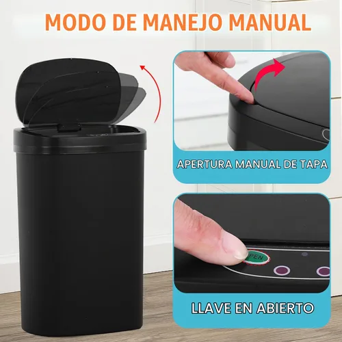 Vista 5 de Dopinmin Cubo de basura de cocina de 13 galones de 50 litros, hermoso cubo de basura con tapa y sensor automático para oficina, dormitorio, sala